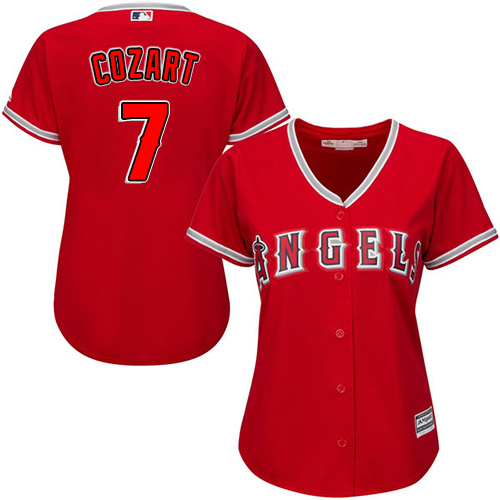 Angels #7 Zack Cozart Red Alternate Women's Stitched MLB Jersey